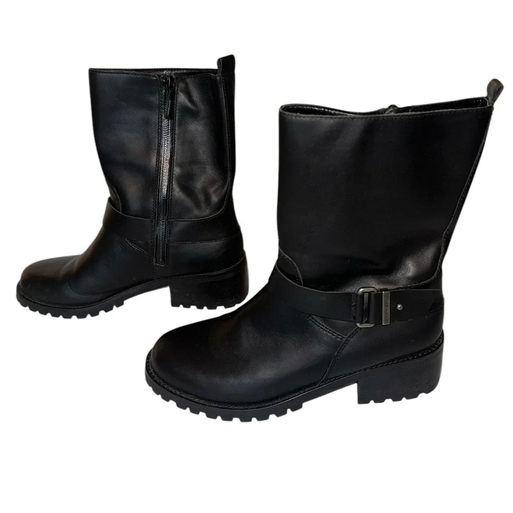 Cole Haan Champlain Waterproof Leather Boot Sz 7 Biker Rockabilly Metal Classic